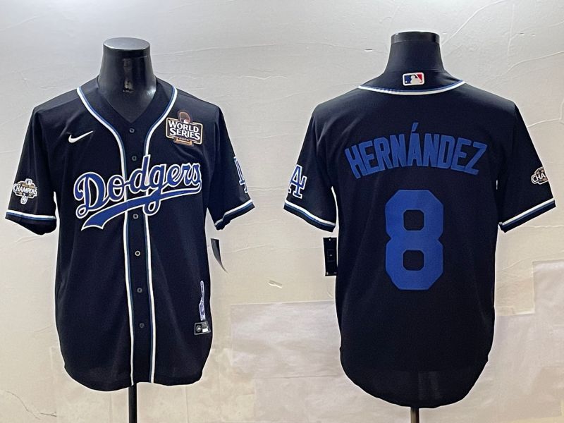 Men Los Angeles Dodgers #8 Hernandez Black Fashion Game 2025 Nike MLB Jersey style 3061->los angeles dodgers->MLB Jersey